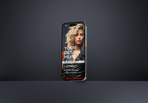 Smartphone Placed On A Black Wall Edge Mockup