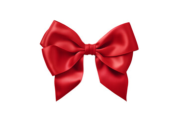 red satin bow on a white or isolated background