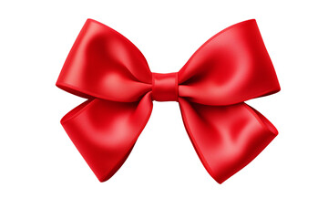 red satin bow on a white or isolated background
