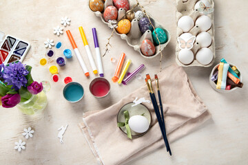 DIY Easter egg painting. Holidays and creativity. Tradition concept