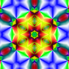 Fascinating kaleidoscope of colors that blend harmoniously, a vibrant show dynamics. Beautiful  colorful bokeh festive lights in kaleidoscope. Mosaic texture. Stained glass effect.