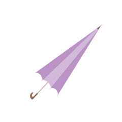 Folded umbrella isolated. Closed protect parasol for rainy weather. Spring season tool on white background. Vector flat illustration