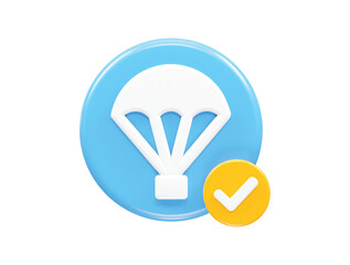 Parachute icon 3d illustration 3d rendering element