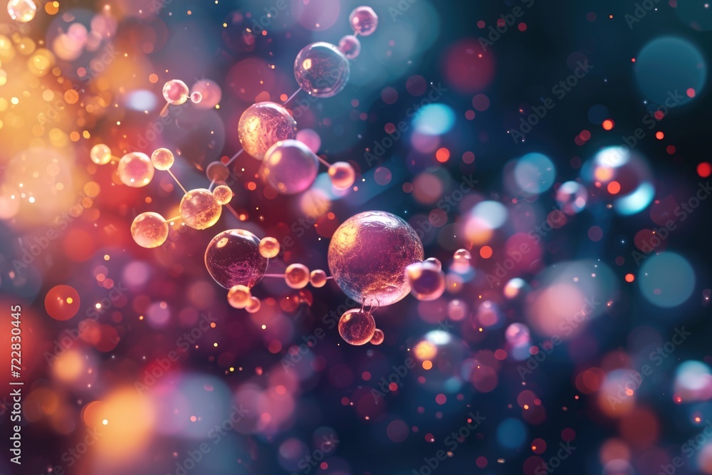 Aufkleber abstract molecule design with atoms on a vector background.