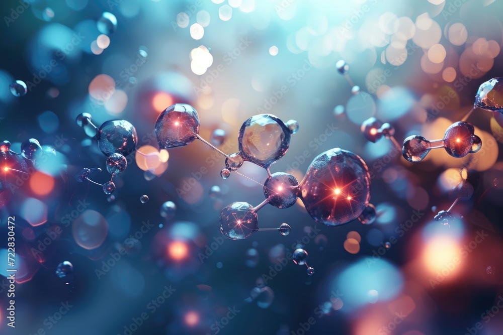 Aufkleber abstract molecule design with atoms on a vector background.