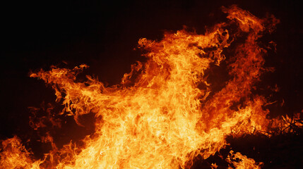 fire in the dark background