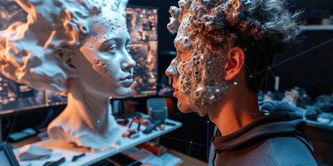 3D modeling making on artificial intelligence paves the way for live modeling with hands-on interaction, revolutionizing the creative process and offering a glimpse into the future of design. - obrazy, fototapety, plakaty