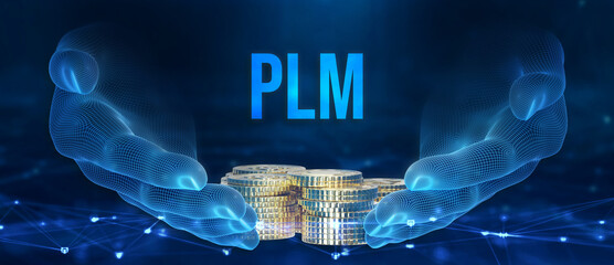 PLM Product lifecycle management system technology concept. Technology, Internet and network concept. 3d illustration - obrazy, fototapety, plakaty