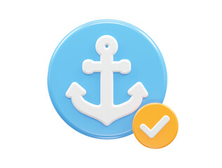 Anchor icon rendering 3d illustration
