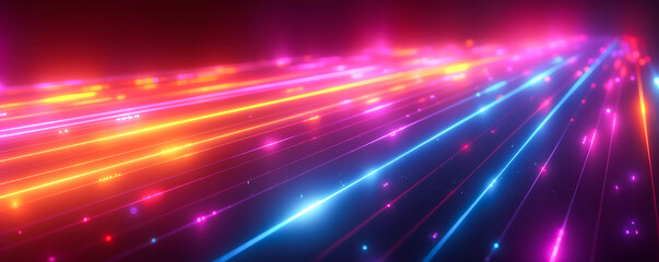 Naklejka premium abstract wallpaper with neon laser lights and stripes, cosmic explosion ray and burst