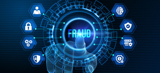 Fraud Alert Caution Defend Guard Notify Protect Concept. 3d illustration