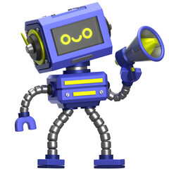 Robot Holding Megaphone 3D Illustration