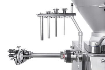 syringe for cooking sausages, meat processing equipment, food production, isolated