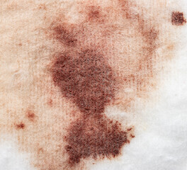 iodine blood stains on cotton wool as a background.