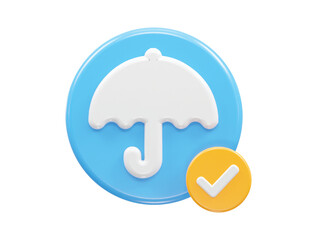 Umbrella icon render 3d rendering illustration