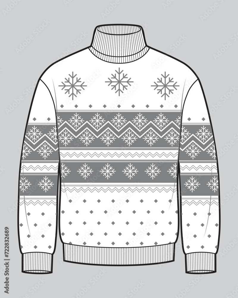 Wall mural Knitted sweater with xmas ornament, knitwear