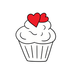 Vector single clipart cake decorated with a heart.