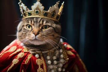 王冠をつけた猫ポートレート,Generative AI AI画像 - obrazy, fototapety, plakaty