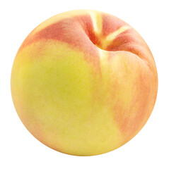 Yellow Peach fruit with leaf isolated on white background, Fresh Yellow Peach on White Background PNG File.