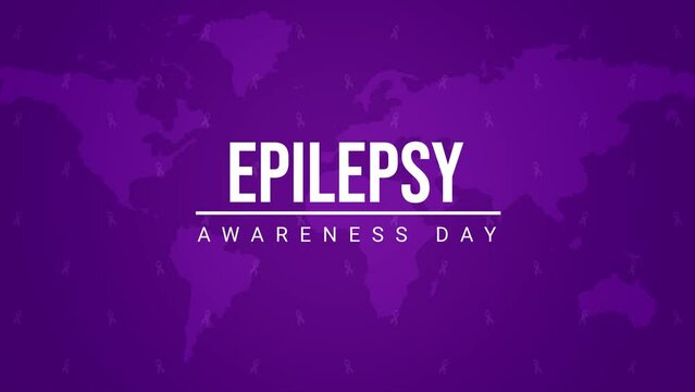 Epilepsy awareness day on March 26th. 4k typography animation with ribbons in the background