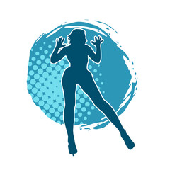 Silhouette of a slim female in dance pose. Silhouette of a woman dancing.