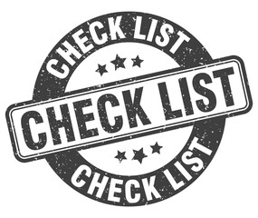 check list stamp. check list label. round grunge sign