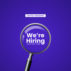 We are hiring join to the team announcement. Hiring recruitment open vacancy design. 3D Illustration