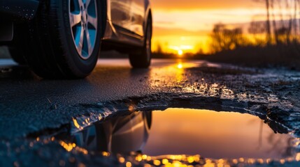 Sunset Reflection in Pothole