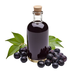 fresh raw organic acai oil in glass bowl png isolated on white background with clipping path. natural organic dripping serum herbal medicine rich of vitamins concept. selective focus