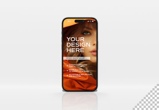 Isolated Smartphone With Editable Shadows And Reflections Mockup