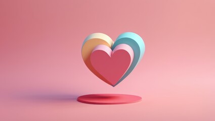 3d heart shape. Valentine's day template or background for Love and Valentine's day concept