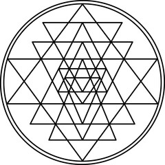 Sri yantra symbol isolated on white background. Sacred geometry symbol concept