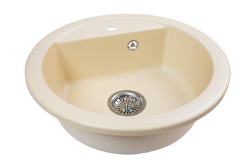 beige artificial stone kitchen sink
