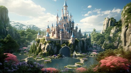 Fairytale castle, mystical turrets, secretive drawbridges, intriguing secrets, captivating, enchanting aura. Generated by AI.