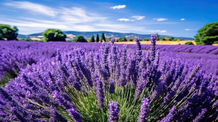 Lavender fields, Provence's golden sun, picturesque landscape, tranquility, natural allure, bloom gracefully. Generated by AI.