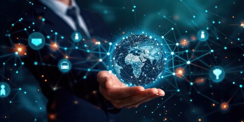 Businessman employs the power of artificial intelligence to showcase the intricate global structure of his customer network.