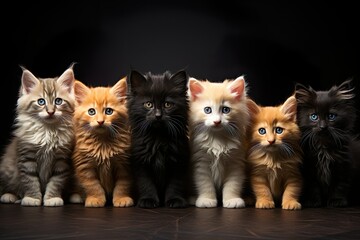 Fototapeta na wymiar group of cute soft kittens generative ai