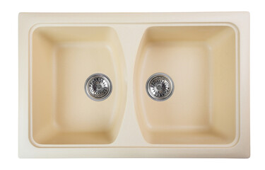 two bowls beige artificial stone kitchen sink