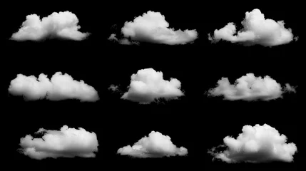 Foto op Plexiglas set of   white cloud on black background © Planetz