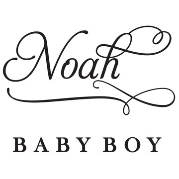 Noah baby boy sign design name text word font swirl baby noah