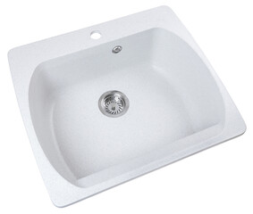 white stone kitchen sink isolated