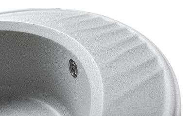 white stone kitchen sink isolated