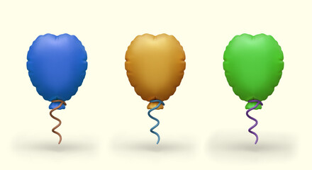 Naklejka premium Set of realistic balloons. Detailed image with reflections, shadows, texture