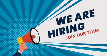We are Hiring motion video. The business concept of search and recruitment. 4K Video motion graphic animation.
