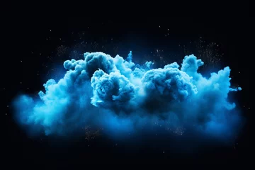 Foto op Canvas Dynamic blue explosion and dust cloud on black background - vector illustration © Ameer