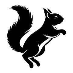 minimal squirrel vector silhouette, black color silhouette, white background