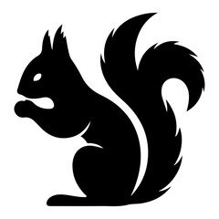 minimal squirrel vector silhouette, black color silhouette, white background