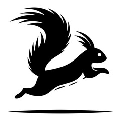 minimal squirrel vector silhouette, black color silhouette, white background