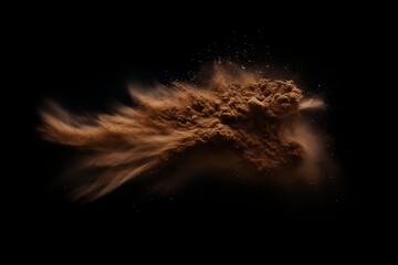 Brown dust patch on a dark background, abstract texture and pattern