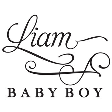 Liam baby boy sign design name text word font swirl baby liam